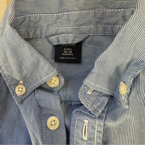 GAP Baby Light Blue Kids Button-Down Shirt Embroidered Bear 100% Cotton 12-18 Mo - Picture 4 of 8